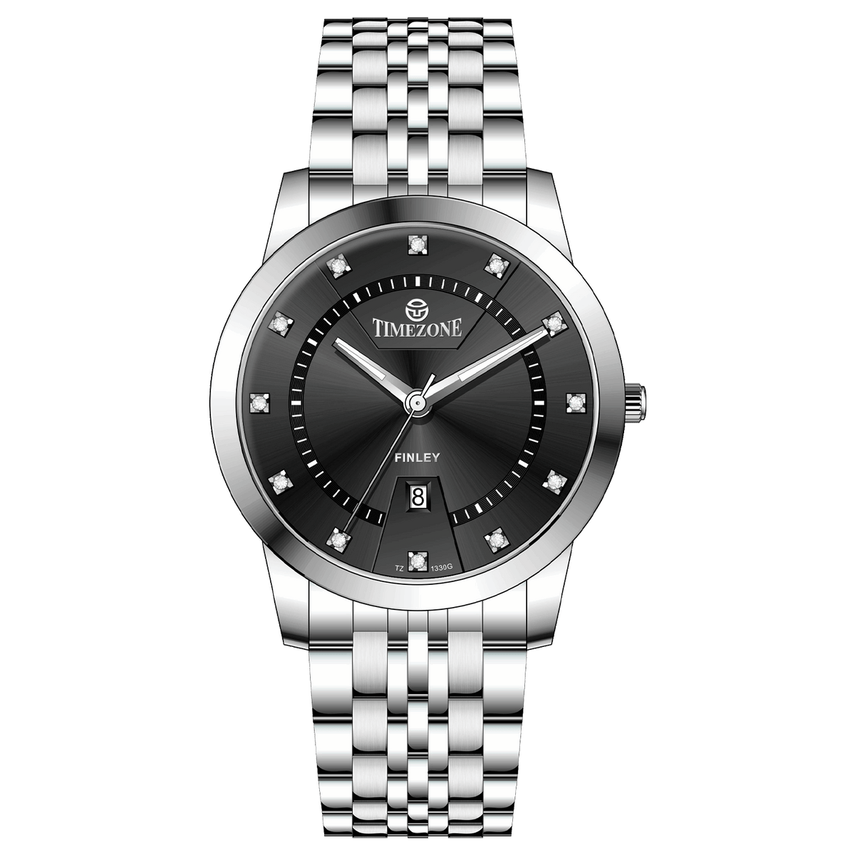 Branded wrist watch for men in pakistan. A silver-colored Evertime watch with a stainless steel band and a crystal mineral glass dial cover.