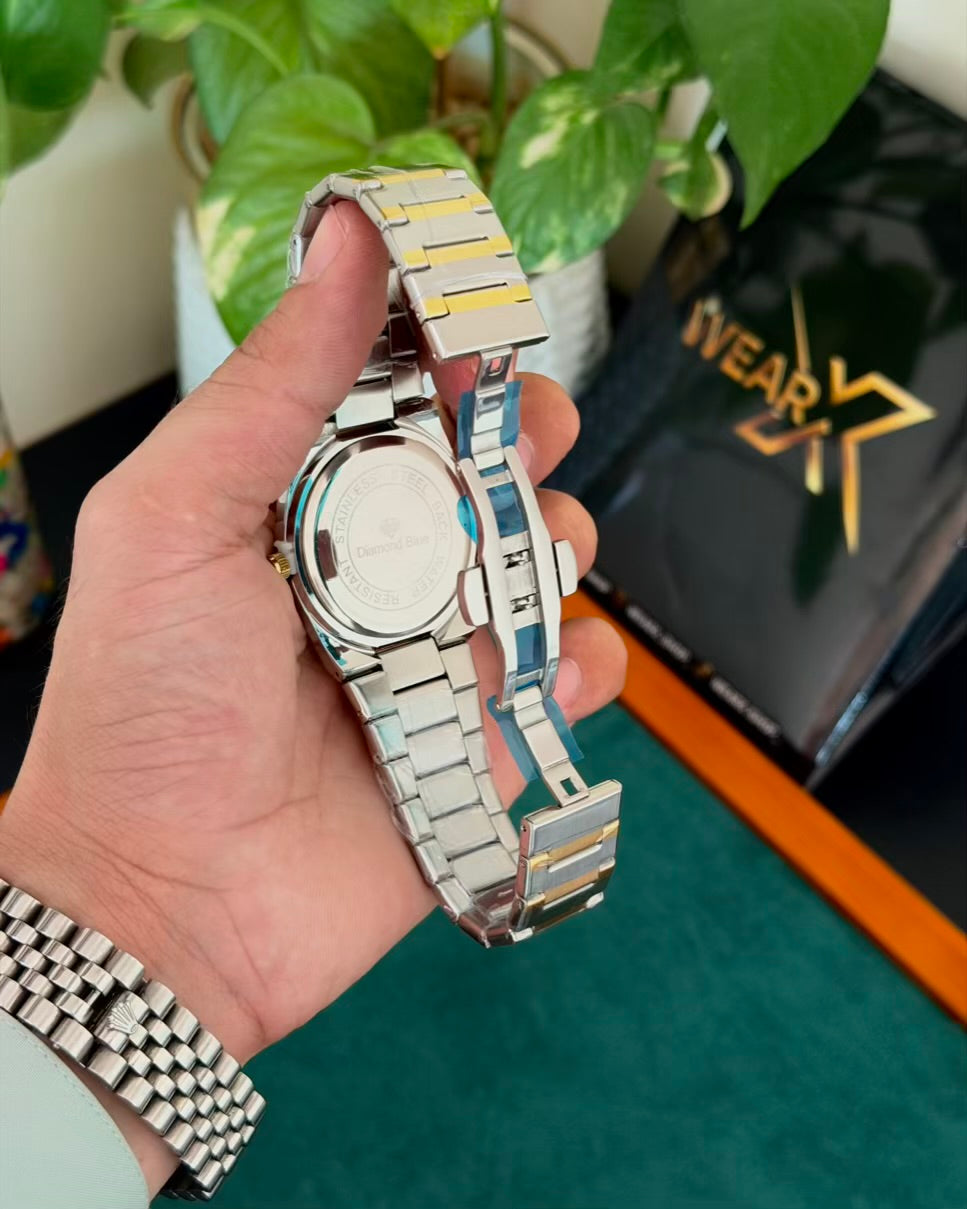 Diamond Two Tone with Green | Day & Date | Waterproof Watch