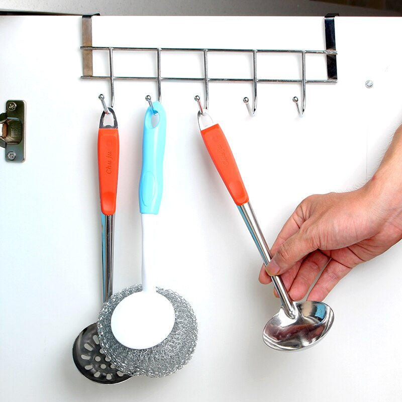 Stainless Steel Kitchen Bathroom 5 Hook Cabinet Door Hanger.