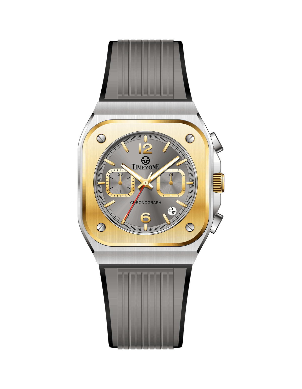 Branded wrist watch for men in pakistan with gold and silver design on a white background