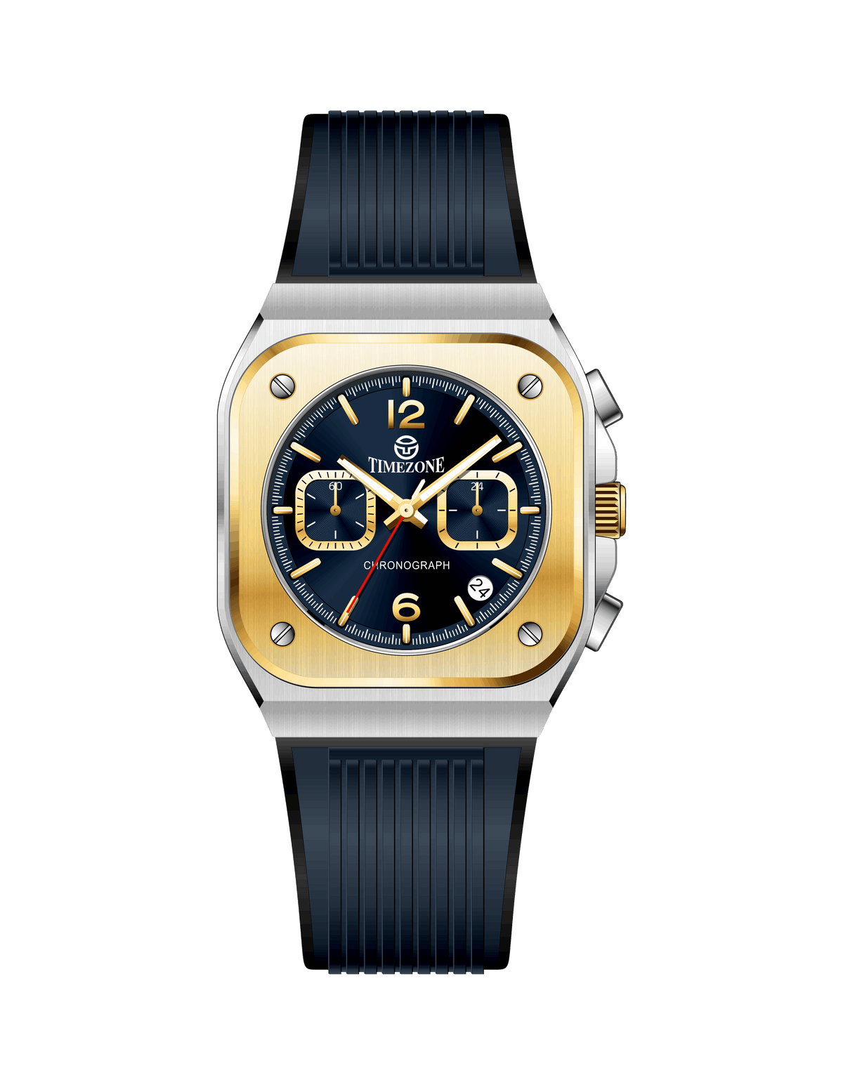 Branded wrist watch for men in pakistan with gold and black design on a white background