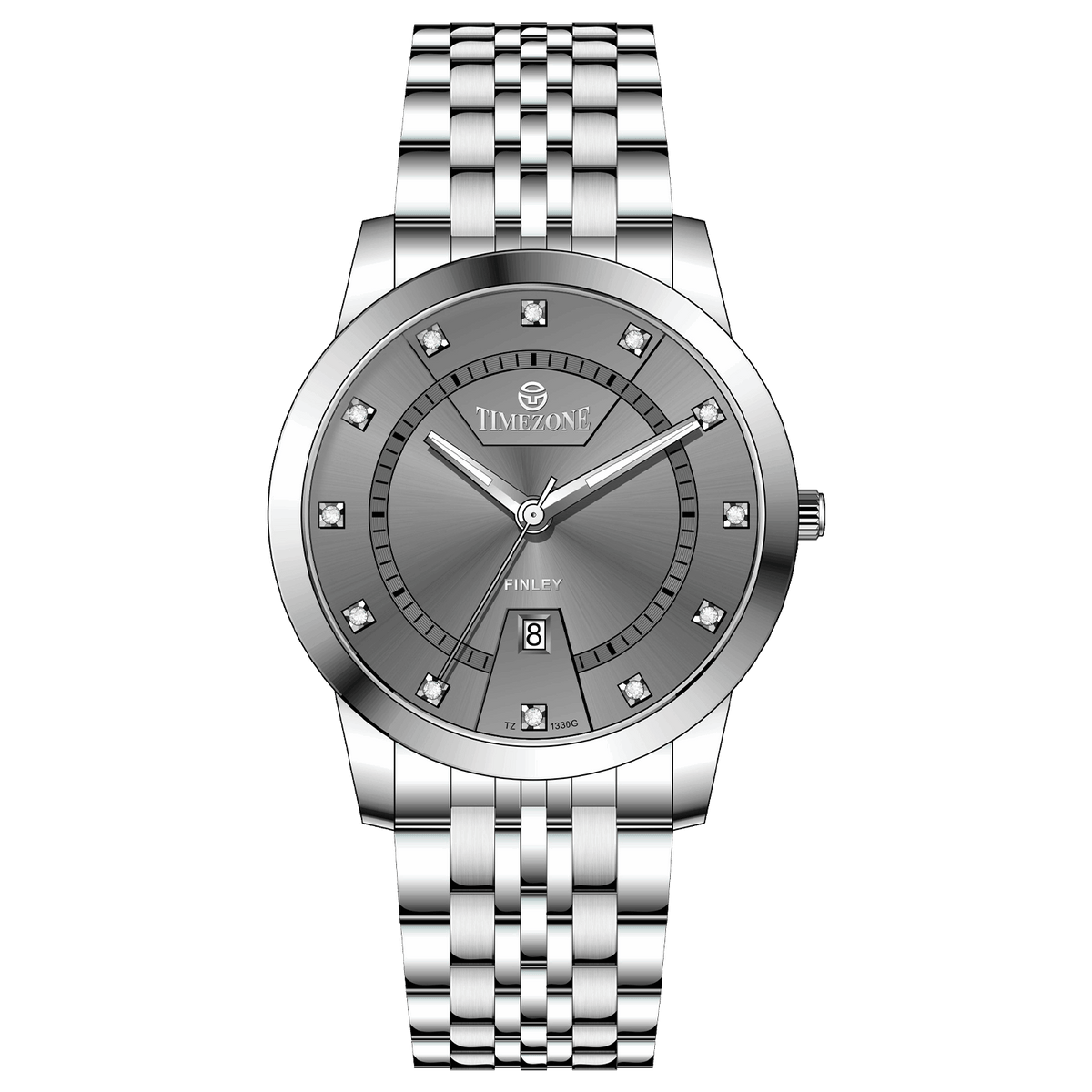 Branded wrist watch for men in pakistan. A silver-colored Evertime watch with a stainless steel band and a crystal mineral glass dial cover.