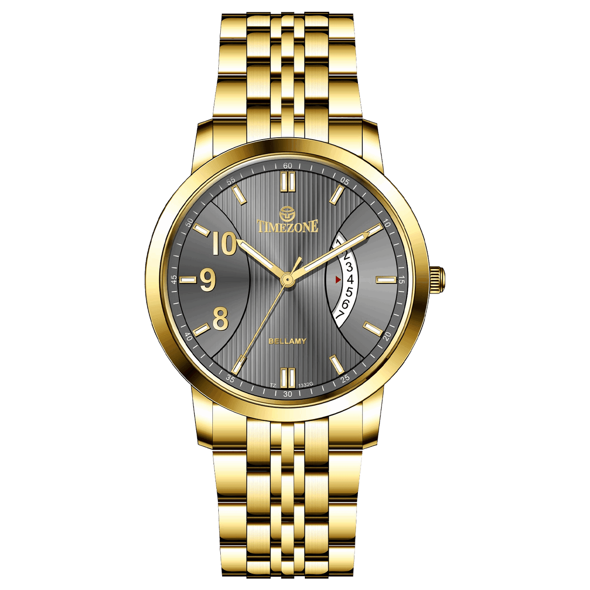 A Timezone brand watch with a stainless steel band and a gold-tone case. Discover timezone watches: elegant branded wrist watches for men in pakistan.