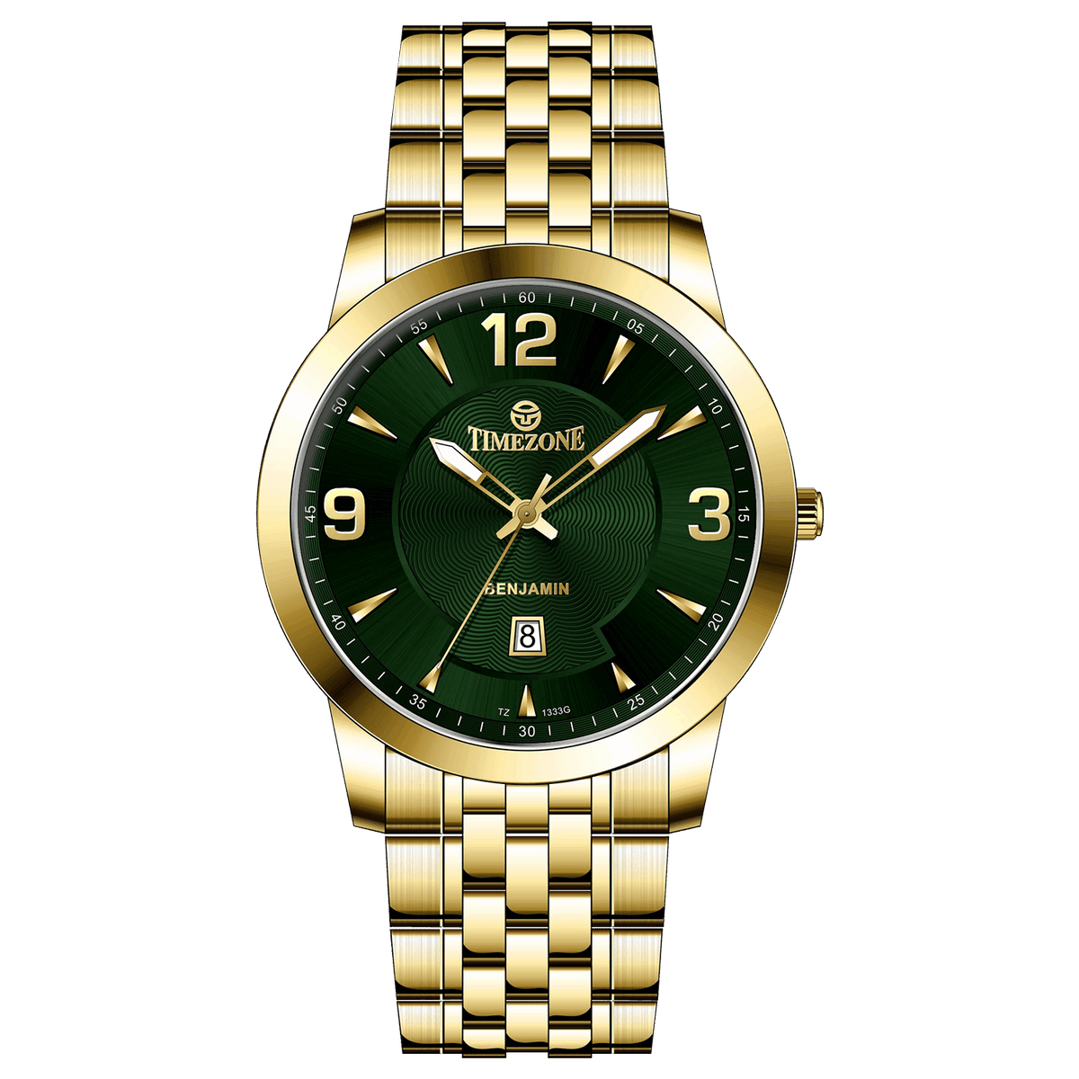 A silver-toned Timezone watch with a gold stainless steel band and casing, featuring a analog-digital display and a date function. Discover timezone watches: elegant branded wrist watches for men in pakistan