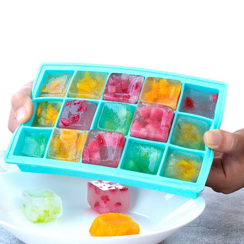 15 Slot Flexible Ice Mold Tray With Cover