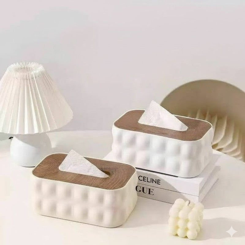 Modern Home Tissue Holder With Wooden Lid