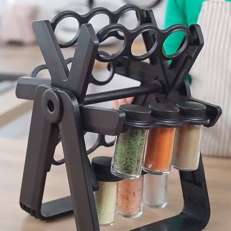 Modern Rotating Kitchen Spice Rack – 18 Clear Containers