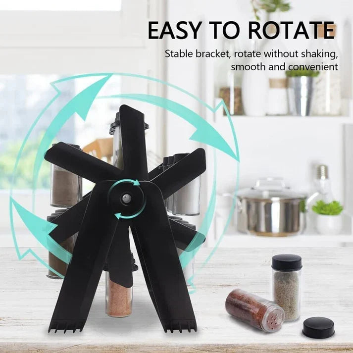 Modern Rotating Kitchen Spice Rack – 18 Clear Containers