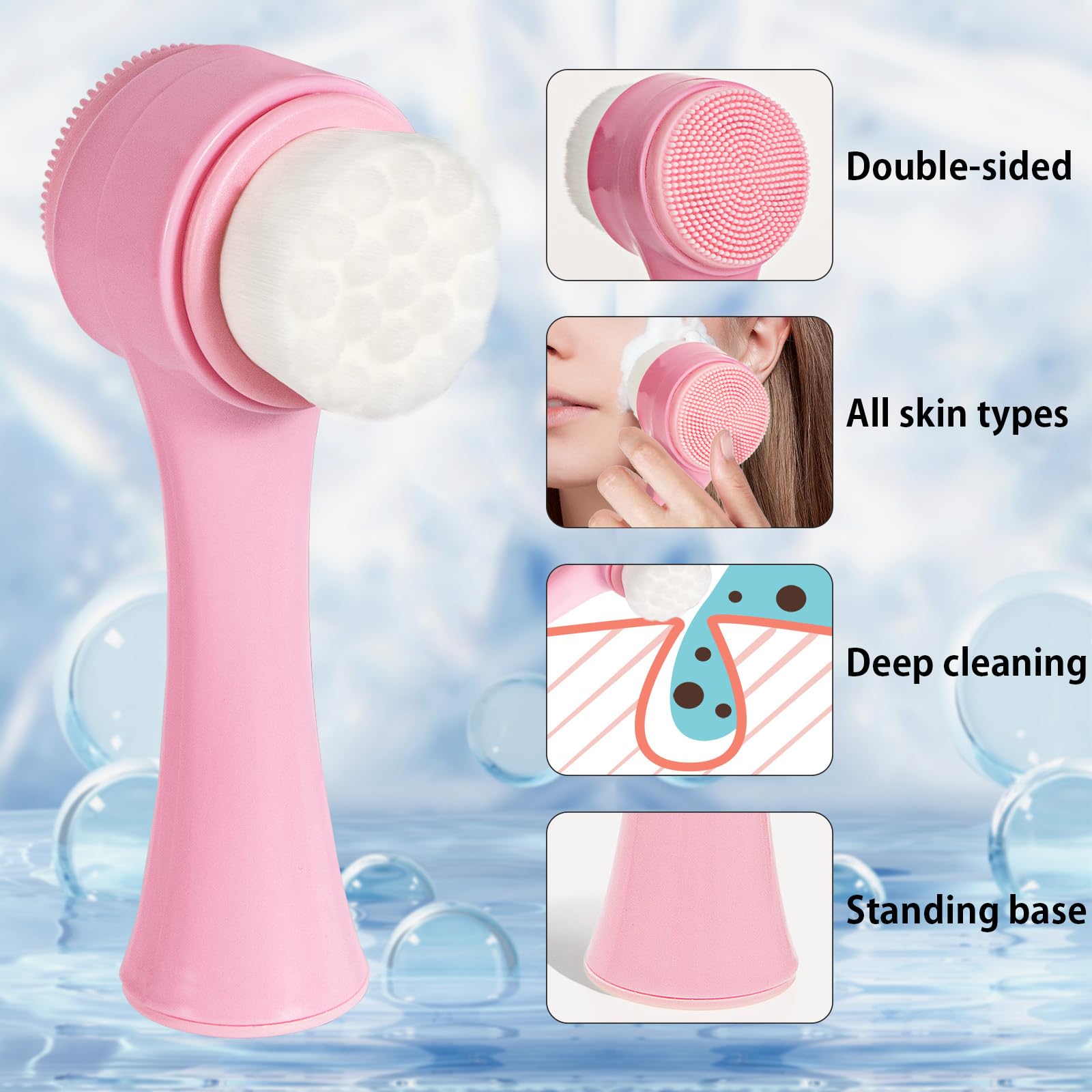 2 In 1 Facial Cleansing Brush Deep Clean & Gentle Exfoliation