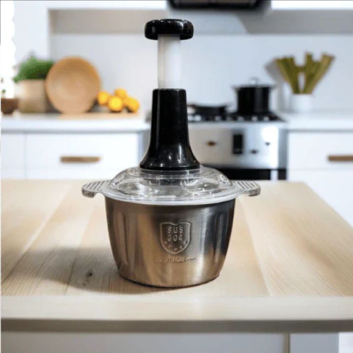 2.0L Push Chopper With 4 Stainless Steel Blades & Steel Bowl