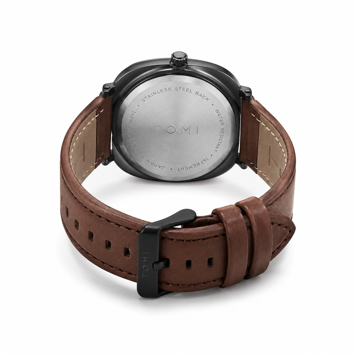 Tomi Brown Strap Black Dail Watch