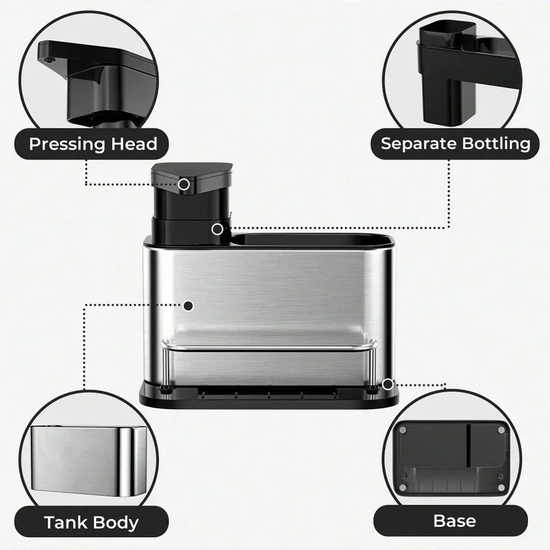 Multifunction 3 In 1 Kitchen Sink Storage Organizer With Soap Pump