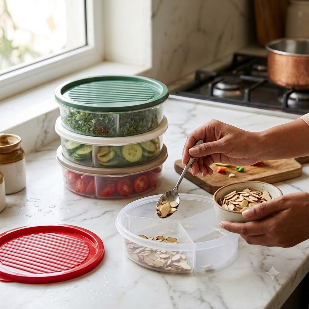 3 Compartment Plastic Food Container Box