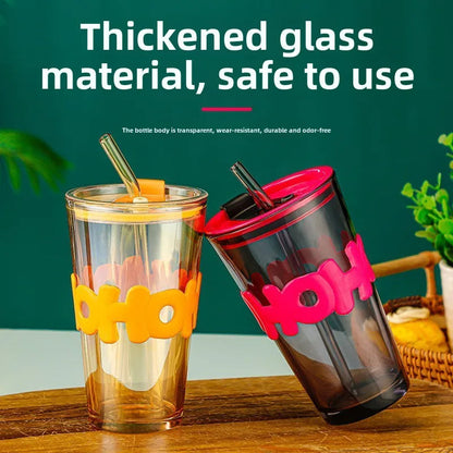 Glass Water Cup with Straw 450ML
