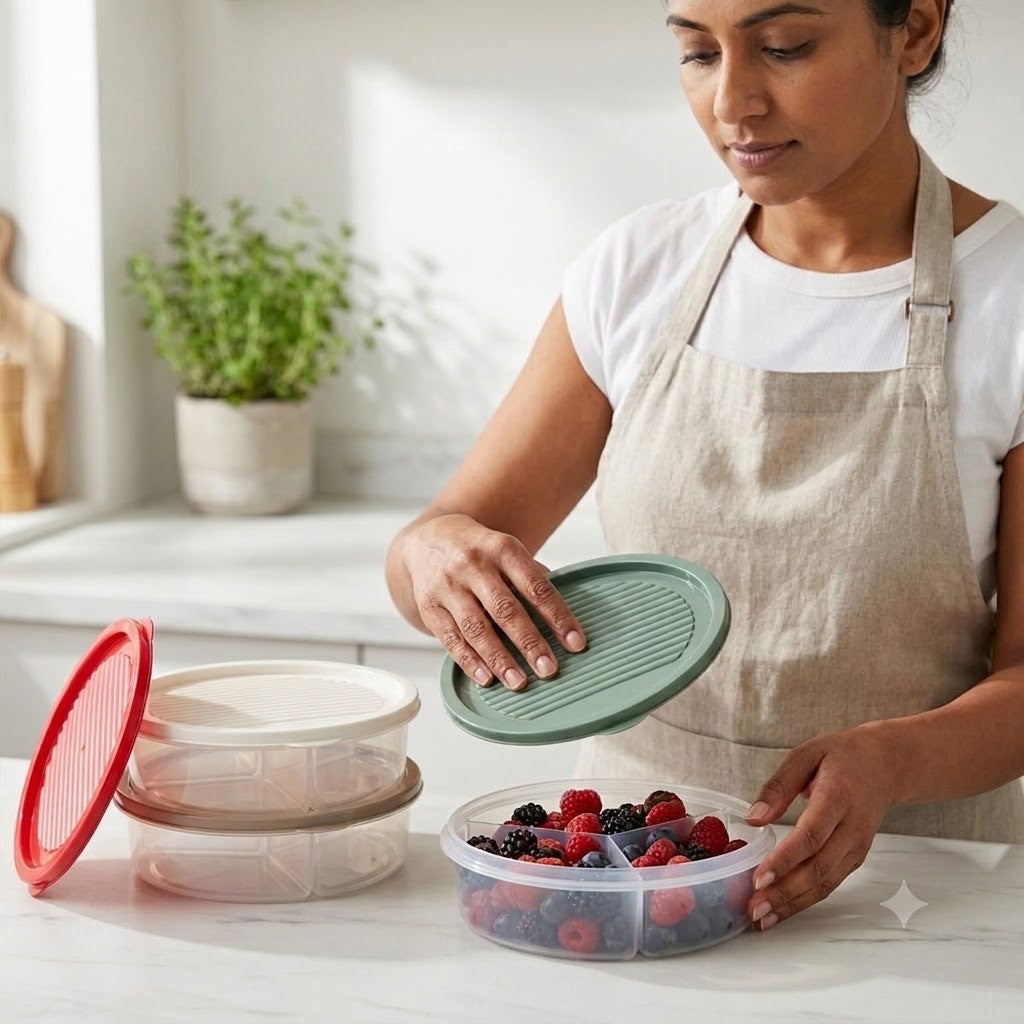 3 Compartment Plastic Food Container Box