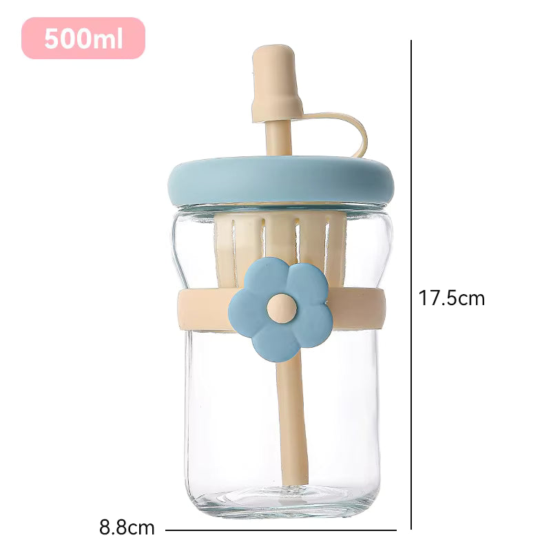 Floral Glass Tumbler 500ml For Cold Drinks & Juice