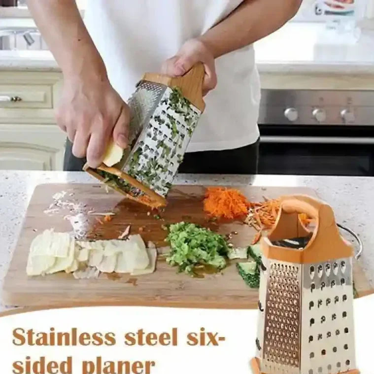 Stainless Steel 6 Sided Box Grater (Vegetable Cheese Slicer Shredder)