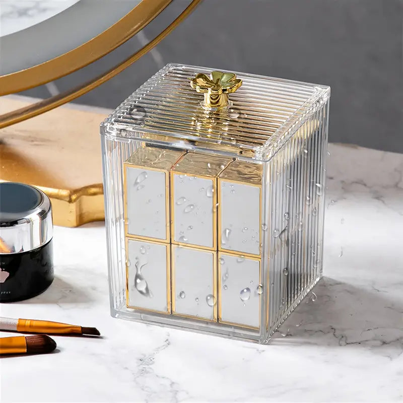 Clear Acrylic Cotton Pad & Cotton Swab Organizer Box