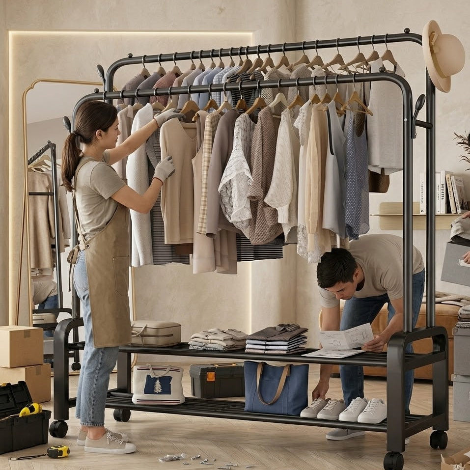 Foldable Multi Layer Clothes Drying Rack