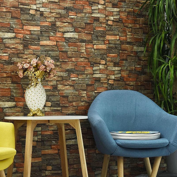 1PCS Rustic Brick Peel-and-Stick Wall Sheet (70×77cm)
