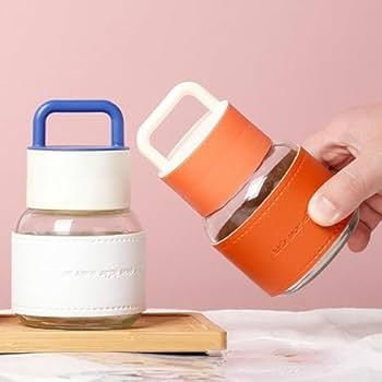 Borosilicate Water Bottle With Grip Sleeve & Handle Lid (320ml)