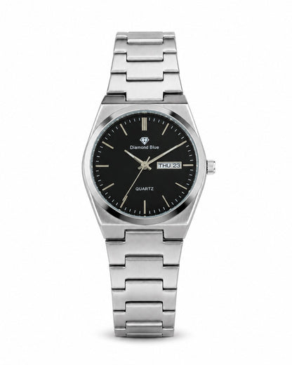 Diamond Silver with Black | Day & Date | Waterproof Watch