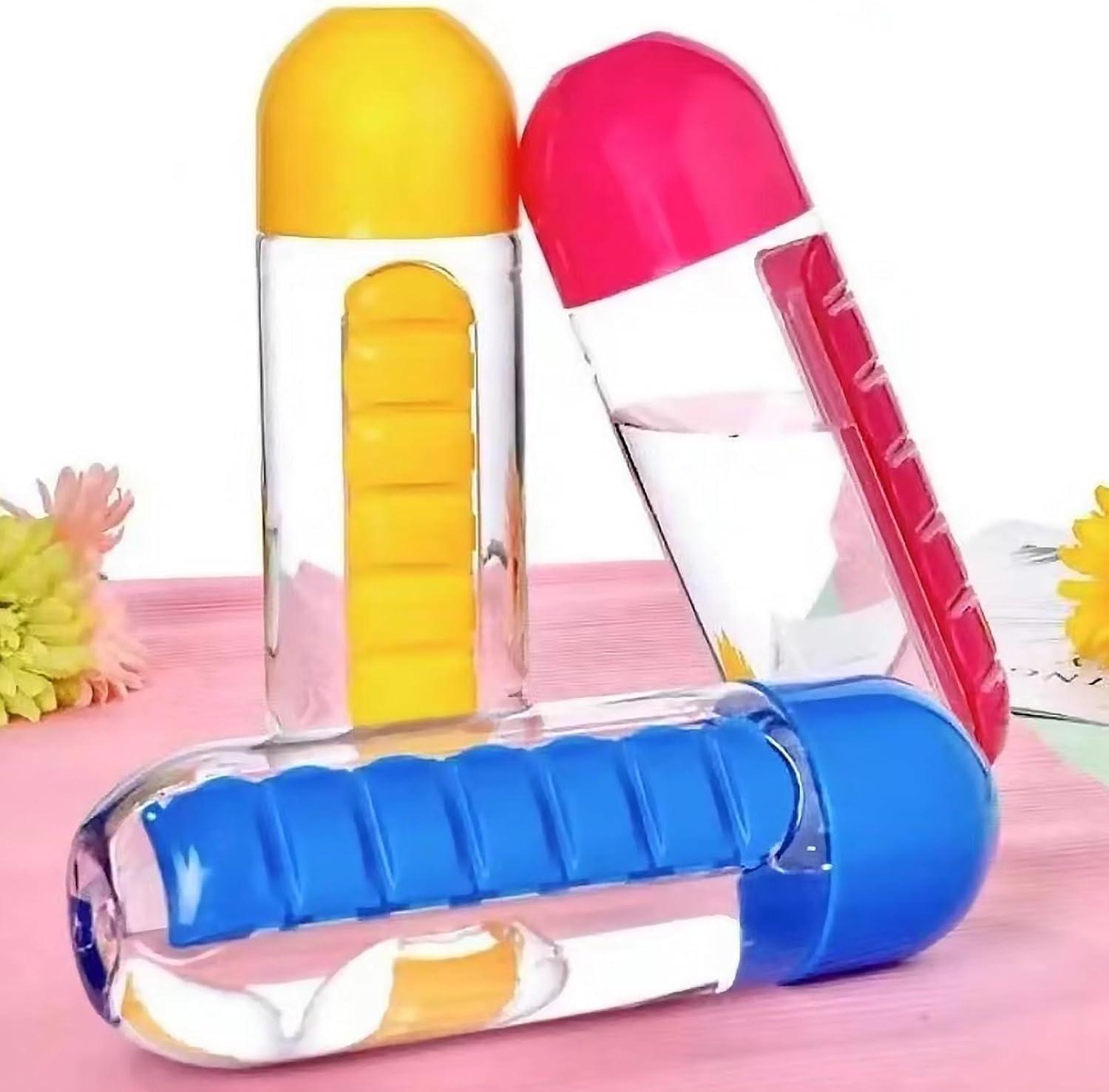 Water Bottle With Built In Pill Box For Medicines