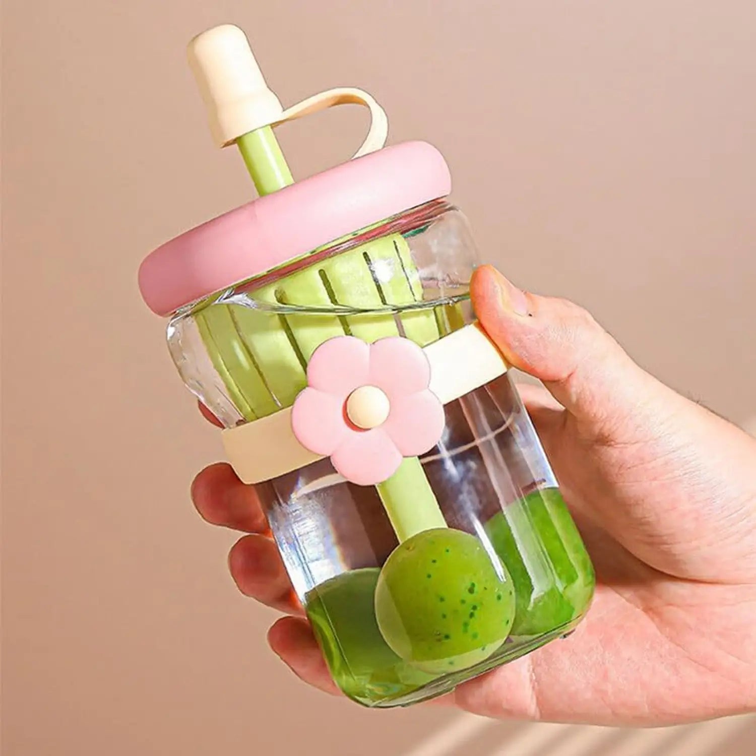 Floral Glass Tumbler 500ml For Cold Drinks & Juice