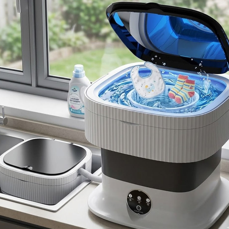 Foldable 10L Portable Laundry Washer With Drying System