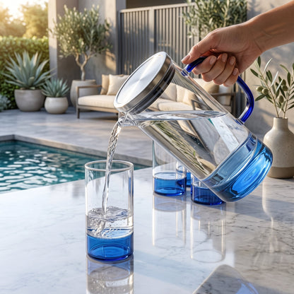 7PCs Luxury Blue Base Glass Jug Set