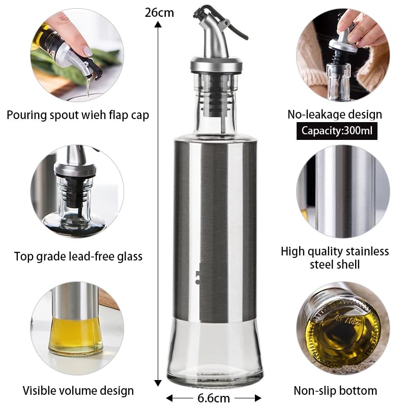 300ML Glass Oil Dispenser Bottle With Easy Pour Spout