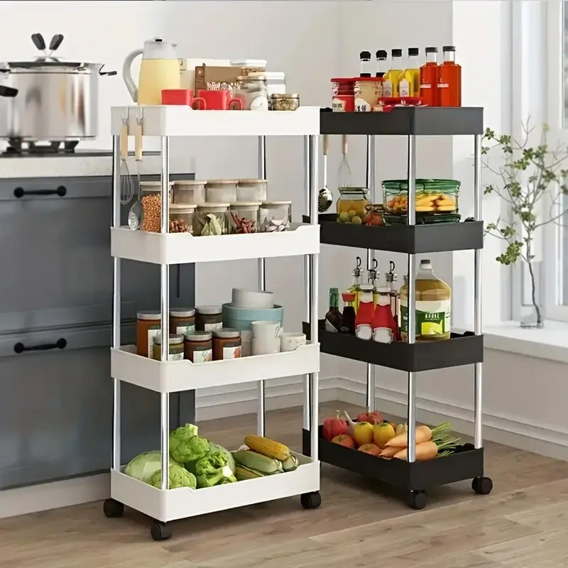 Multi Purpose 4 Layer Storage Cart With Rolling Wheels