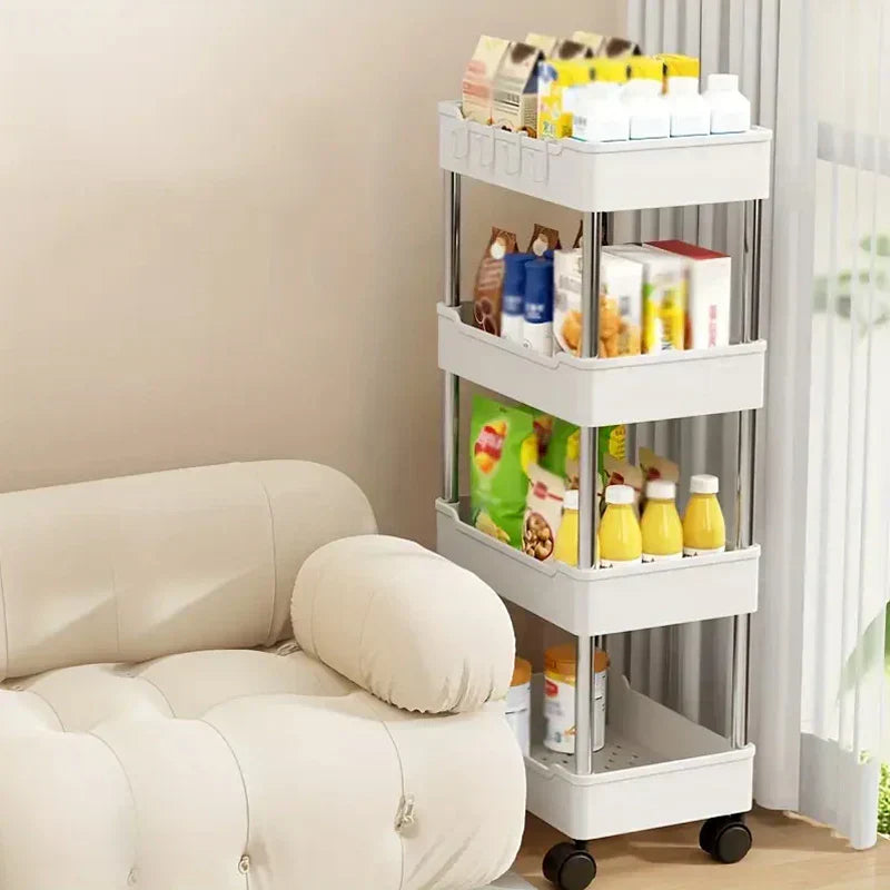 Multi Purpose 4 Layer Storage Cart With Rolling Wheels