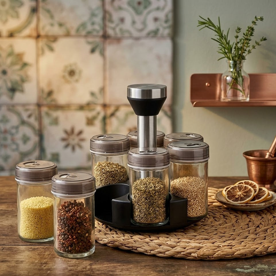 6 In 1 360 Degree Rotating Seasoning Container Set