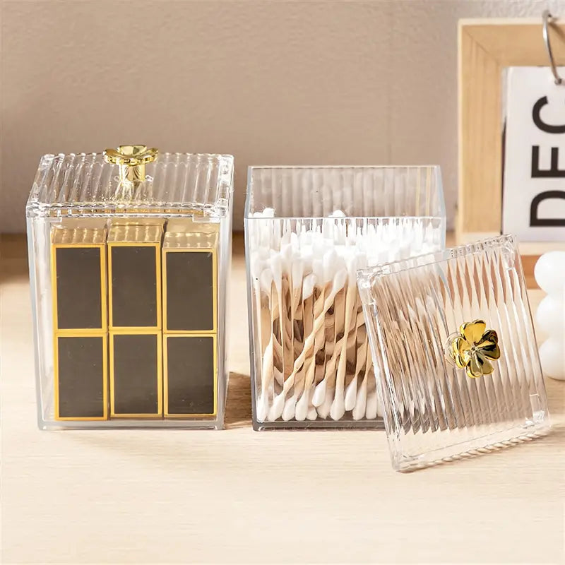 Clear Acrylic Cotton Pad & Cotton Swab Organizer Box
