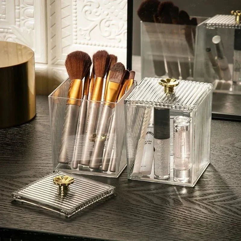Clear Acrylic Cotton Pad & Cotton Swab Organizer Box
