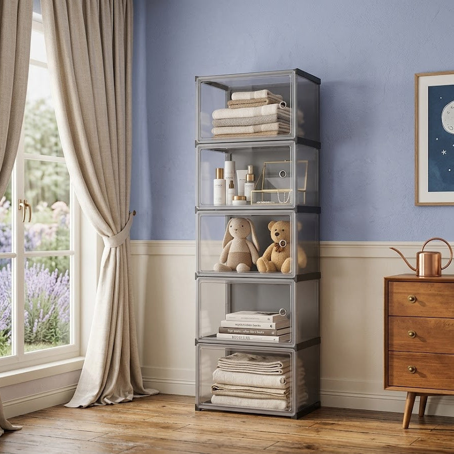 5 Tier Plastic Wardrobe Organizer For Clothes & Accessories