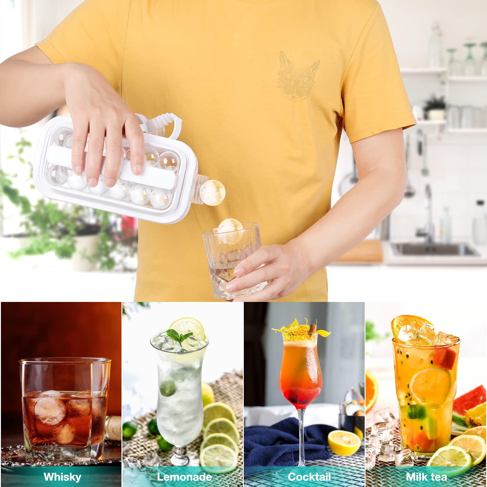 Afrodite Ice Cube Maker Bottle Portable Ice Mold 17 Ice Balls