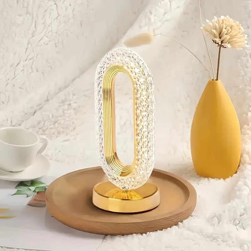 Rechargeable Luxury Oval Shaped Crystal Table Lamp