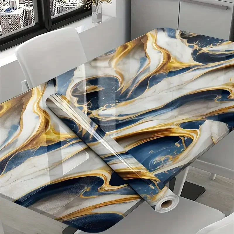Self Adhesive Blue & Golden Marble Decorative Sheet (60x 200cm)