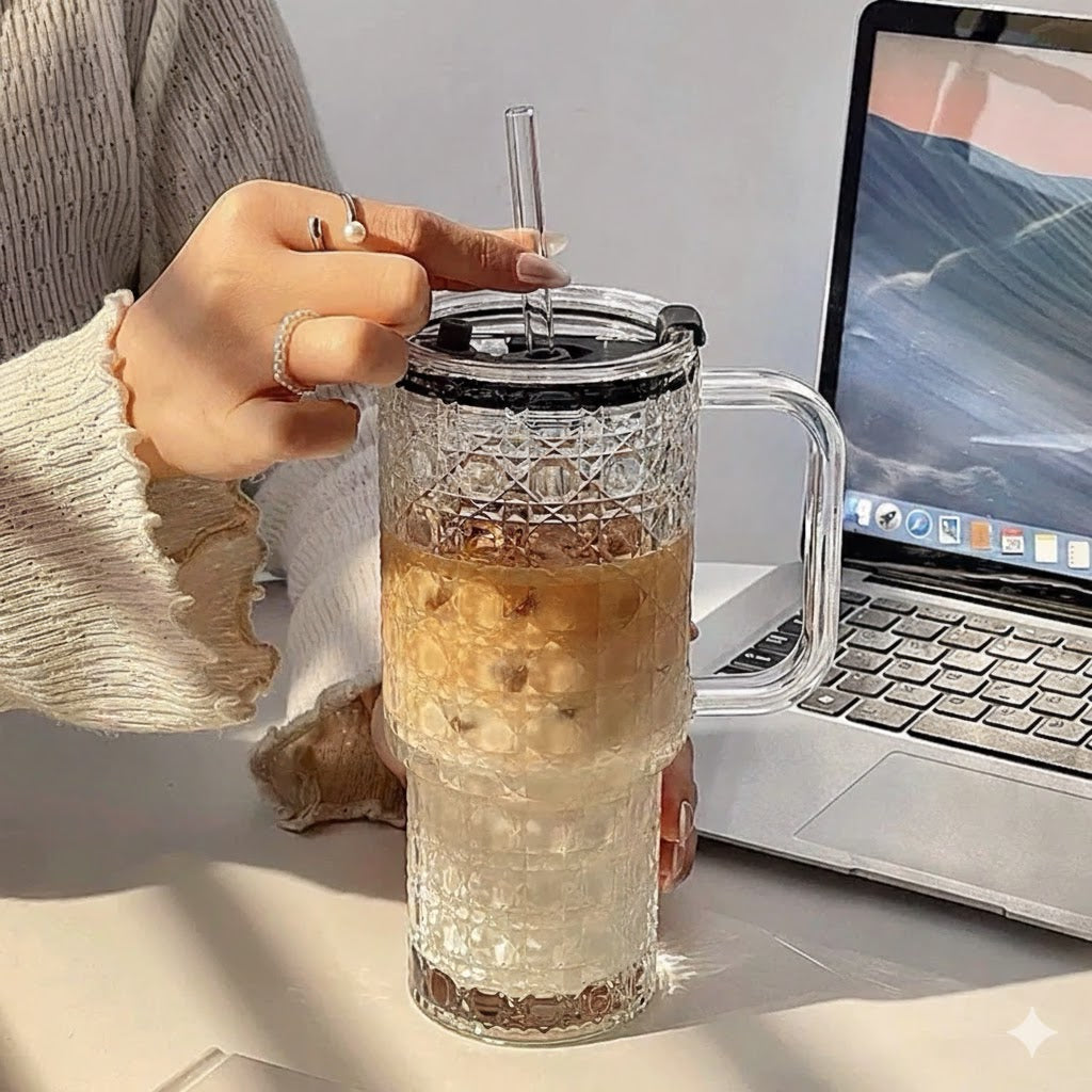 Glass Tumbler With Straw Stylish Reusable Drinkware