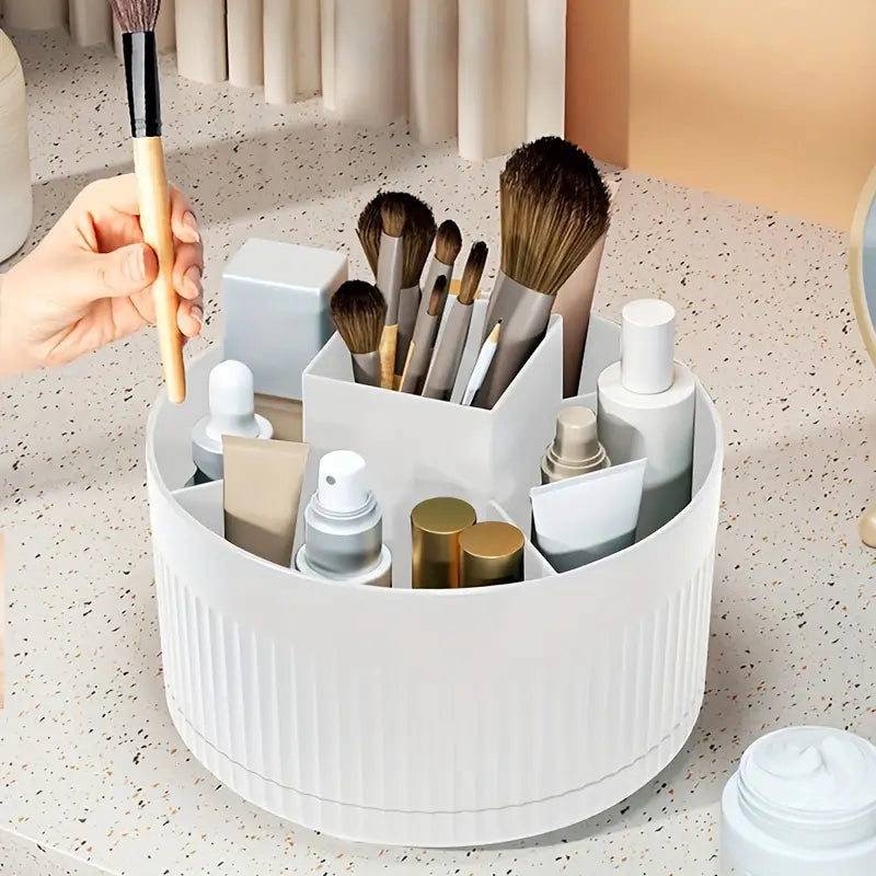 Multiple Compartments Cosmetic Storage Organizer With Rotating Design