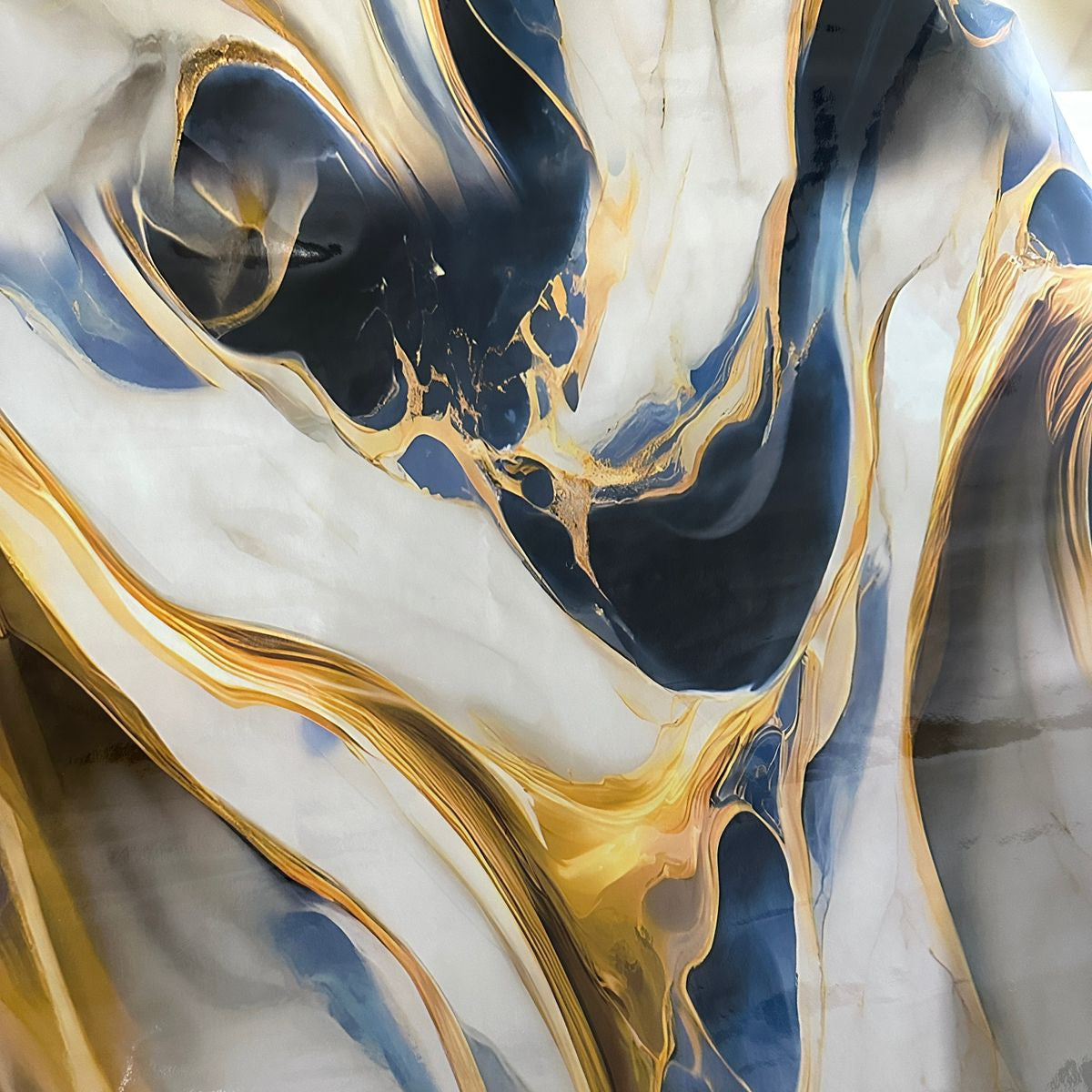 Self Adhesive Blue & Golden Marble Decorative Sheet (60x 200cm)