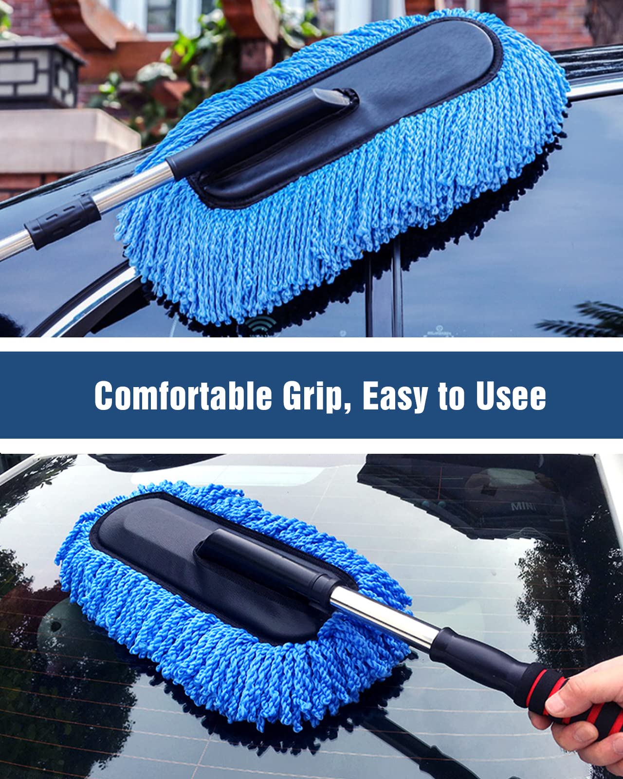 Reusable Microfiber Car Cleaning Duster With Comfortable Grip
