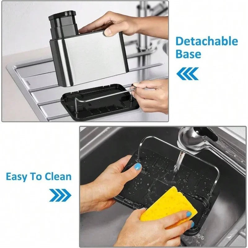 Multifunction 3 In 1 Kitchen Sink Storage Organizer With Soap Pump