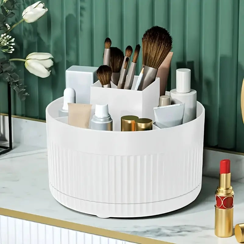 Multiple Compartments Cosmetic Storage Organizer With Rotating Design