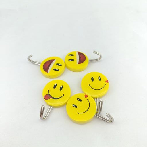 10Pcs Self Adhesive Smiley Face Wall Hooks For Home Organization