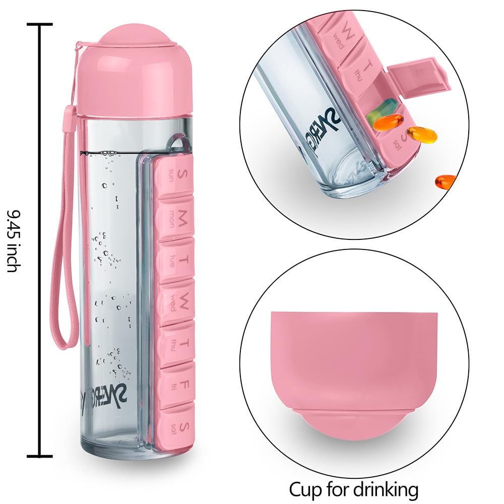 Water Bottle With Built In Pill Box For Medicines