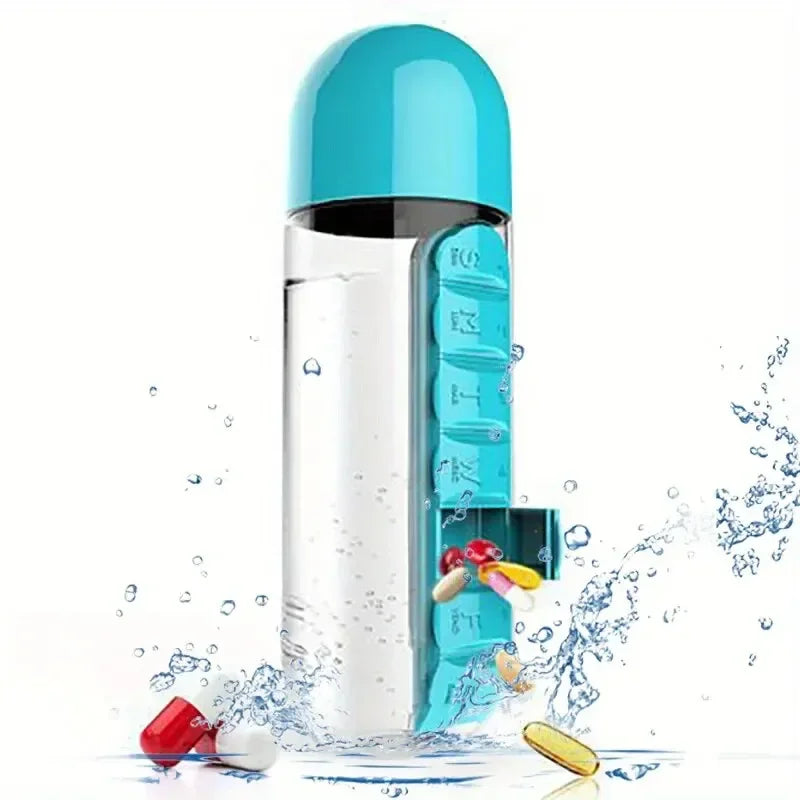 Water Bottle With Built In Pill Box For Medicines