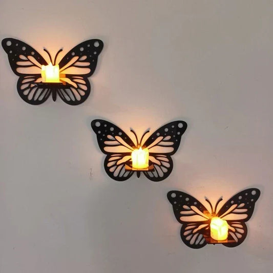 Pack Of 6 Decorative Wooden Butterfly With Candles